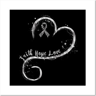 Faith Hope Love Zebra Ribbon Rare Disease Awareness Posters and Art